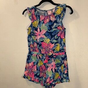 Lilly Pulitzer size 12/14 Blue and Pink Floral Kids Romper